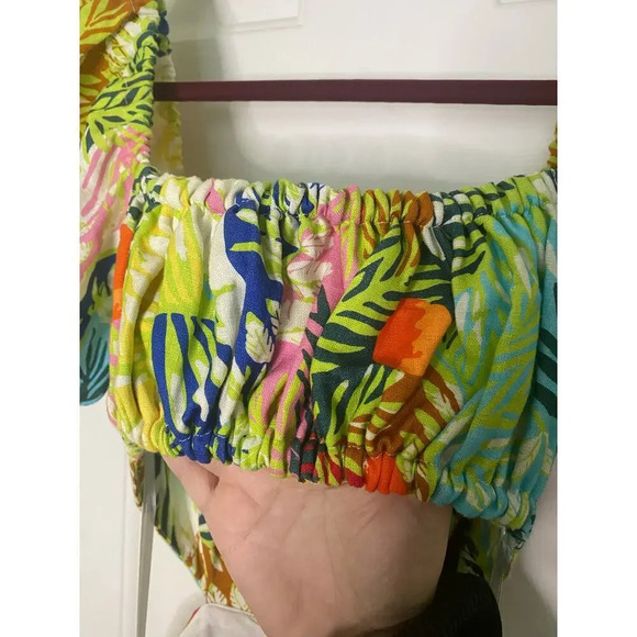 Staud Coliseum Tropical Printed Linen Cutout Maxi Dress Size 2 - Picture 10 of 12